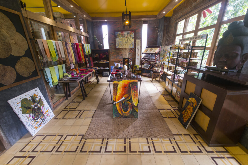 Souvenir shop inside Maison hotel that collect only hand craft by local people in Battambang.